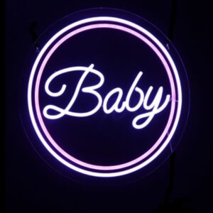 Neon sign hire ” Baby” pink