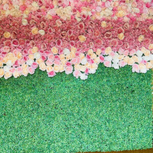Flower wall hire -Rose green ombre